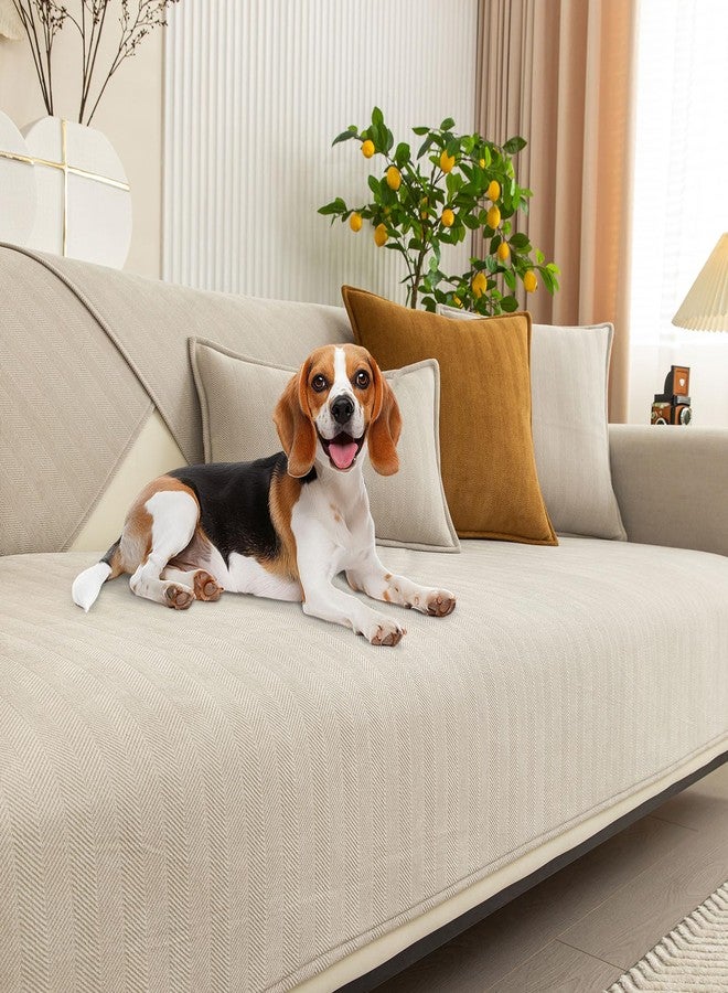 OTOB Chenille Couch Cover for Dogs Washable Non-Slip Sofa Protectors, Pet & Kid-Friendly Dog Couch Seat Covers, Furniture Protector Fits All Sofas Styles, All Seasons(Milky Tea, 28"*70") - Image 1